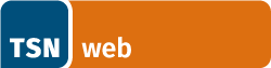 Logo von TSN - links dunkelblaues Quadrat mit der Abkürzung "TSN" im Inneren, rechts mit einem kleinen Abstand ein oranges Rechteck mit dem Schriftzug "web" im Inneren